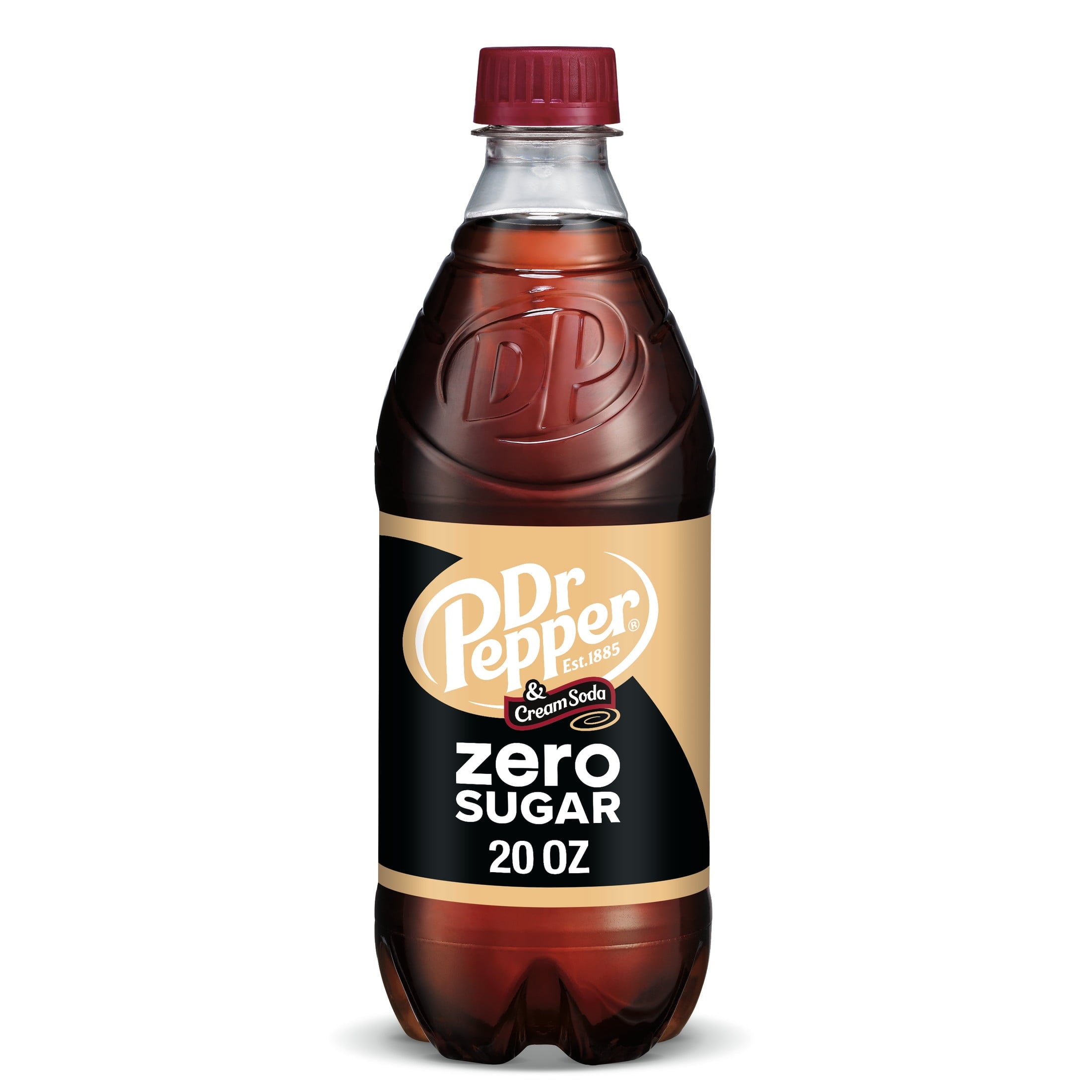 Dr Pepper & Cream Soda Zero Sugar, 20 fl oz Bottle